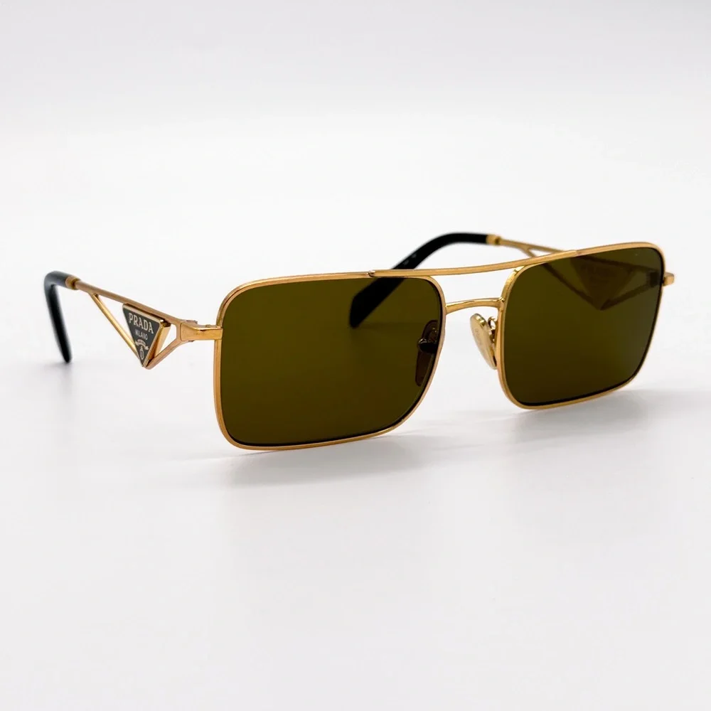 NEW PRADA SPR A52 15N01T SQUARE GOLD PRA52S 15N01T WOMEN PR A52S SUNGLASSES